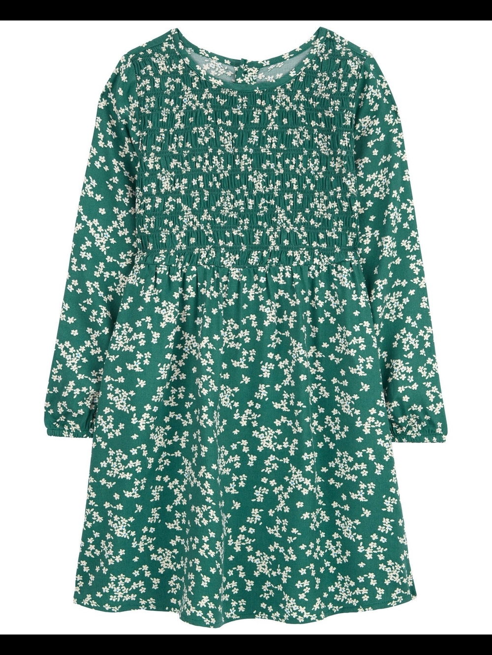 Carter's Green Floral Long-Sleeve Smocked Dress- 6/6X